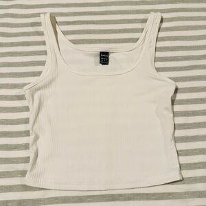 SHEIN White Ribbed Tank Top